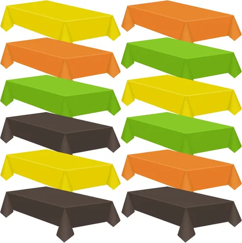 Vista 12 de Patelai 6 manteles de plástico desechables de Acción de Gracias para mesas rectangulares, manteles de mesa de otoño para Acción de Gracias y Naranja