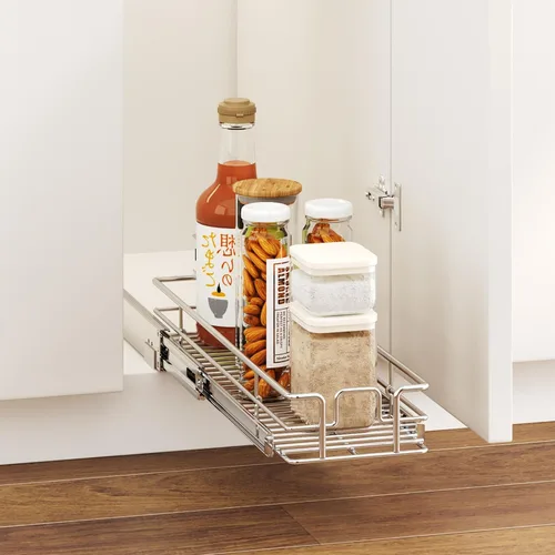 Vista 5 de LOVMOR Organizador de gabinete extraíble de 5.5 pulgadas de ancho x 21.5 pulgadas de profundidad, estantes extraíbles para armario de cocina