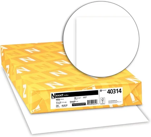 Vista 2 de Neenah Exact Index Papel grueso, 250 hojas blancas, brillo 94, Blanco
