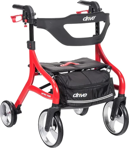Vista 11 de Drive Medical Nitro Sprint - Andador plegable con asiento, ligero, para estatura estándar, con ruedas grandes, plegable, color negro