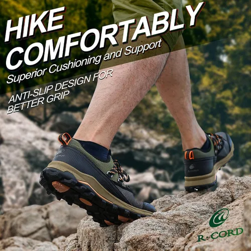 Vista 6 de R CORD Hiking Shoes for Men Low Top Waterproof Mens Hiking Shoes Trekking Trails Outdoor Backpacking Mountaineering Shoes