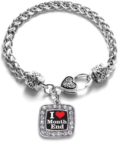 Vista 191 de Pulsera de dijes cuadrados de plata con joyería de circonita cúbica