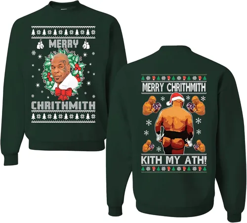 Vista 31 de wild custom apparel Merry Chrithmith Kith My Ath suéter feo de Navidad divertido con cuello redondo sudadera Negro