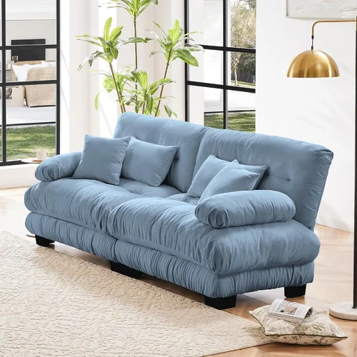Vista 5 de KEIKI Sofá modular de 94 pulgadas con 4 almohadas, cómodo juego de sofá biplaza Cloud para sofá de asiento profundo suave y profundo, sofá biplaza