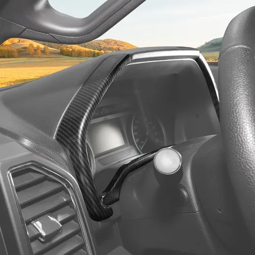 Vista 7 de RT-TCZ Para F150 Dash Cluster Panel de Instrumentos Insertar Medidores Cubierta para Ford F150 2015-2020 Negro ABS Fibra de Carbono Accesorios