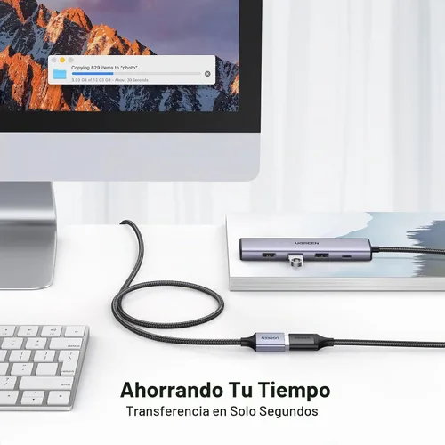 Vista 7 de UGREEN Paquete de 2 cables de extensión USB (1.5 pies + 1.5 pies), cable extensor USB 3.0 de nailon trenzado, compatible con cámara web, cámara
