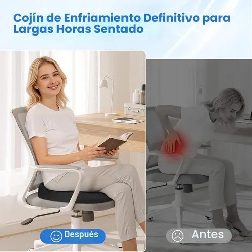 Vista 4 de Almohada de dona para dolor de coxis, hemorroides, cojín de espuma viscoelástica de gel refrescante para silla, para oficina, hogar y silla