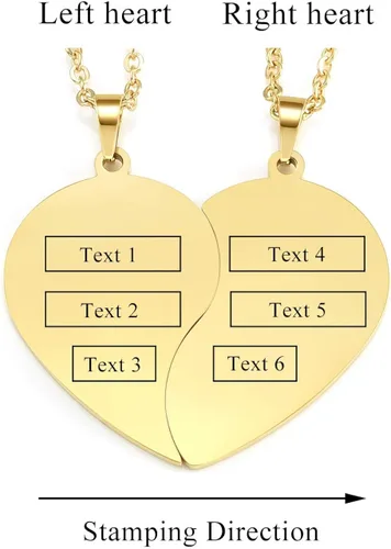 Vista 5 de Personalized Master Collar a juego personalizado para parejas, de acero inoxidable, rompecabezas de corazón para él y ella, collar de pareja