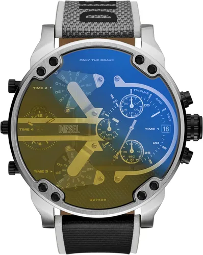 Vista 13 de Diesel Mr. Daddy 2.0 - Reloj de hombre con cronógrafo de tamaño extra grande y correa de acero inoxidable, silicona o cuero