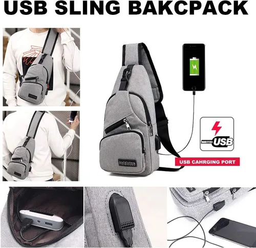 Vista 4 de Peicees Mochila de hombro con puerto de carga USB