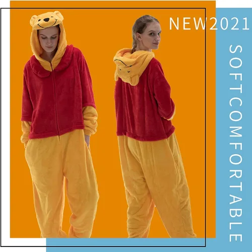 Vista 3 de COSUSKET Snug Fit Unisex Adult Onesie Pajamas Flannel Cosplay Animal One Piece Halloween Costume Sleepwear Homewear