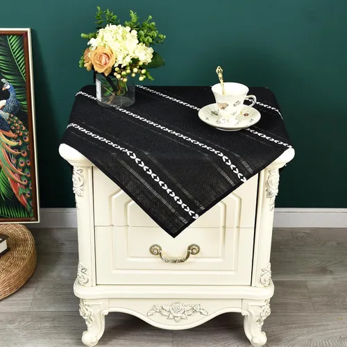 Vista 29 de NEWISHER Mantel cuadrado pequeño bordado rústico de 20 x 20 pulgadas, mantel de tela jacquard a rayas lavable para mesa de comedor para mesita