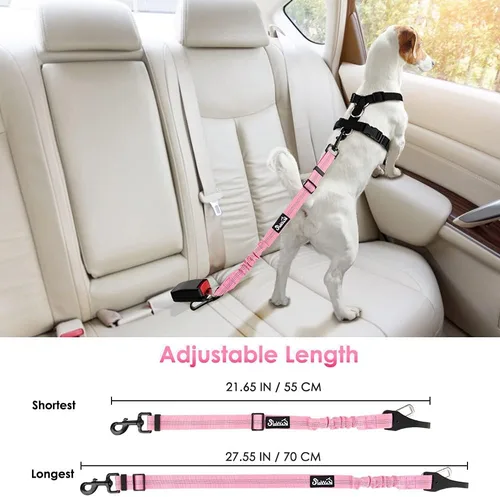 Vista 12 de SlowTon Cinturón de seguridad para perro, correa de cinturón de seguridad ajustable para perro, 2 en 1, cinturón de seguridad para perro