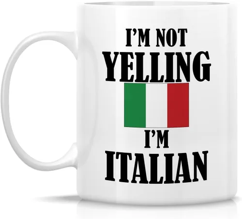 Vista 2 de Retreez Taza divertida – I'm Not Yelling I'm Italian Italy - Tazas de café de cerámica de 11 onzas – Divertido, sarcasmo, sarcástico, motivacional