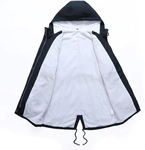 Vista 3 de BVNVC Abrigos de invierno con capucha para mujer, abrigo de nieve de invierno, chaquetas de snowboard de montaña, parka de forro polar aislado