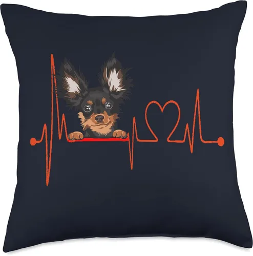 Vista 5 de Russian Toy Terrier Owners & Lovers Gifts & Tees Russian Toy Terrier Heartbeat EKG My Dog is My Valentine - Almohada de 16 x 16 pulgadas, multicolor