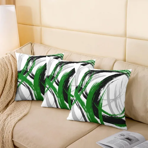 Vista 162 de Juego de 2 fundas de almohada abstractas de 16 x 16 pulgadas para niños, niñas, adolescentes, decoración de dormitorio, moderna a rayas, decoración