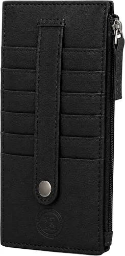 Vista 18 de Leatherboss - Funda para tarjetas todo en uno, cartera delgada con correa de protección para tarjetas, Beige, Cartera con tarjetero