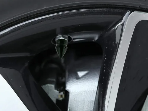 Vista 3 de Abfer Tapones de válvula de neumático de coche con pinchos, tapa de vástago de presión de aire de rueda, de aluminio, se adapta a la mayoría de Negro