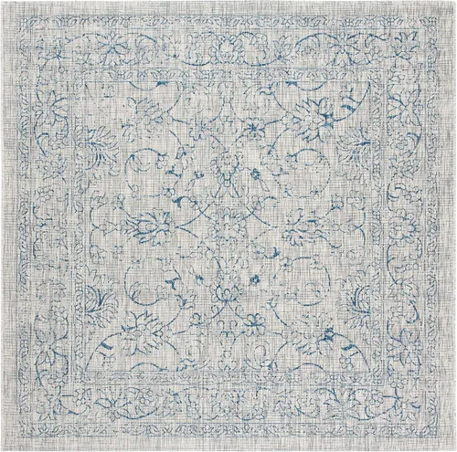 Vista 69 de SAFAVIEH Alfombra lavable al aire libre, colección Courtyard - 2'3" x 5', azul aguamarina y gris, no desprende pelusa y fácil limpieza, ideal