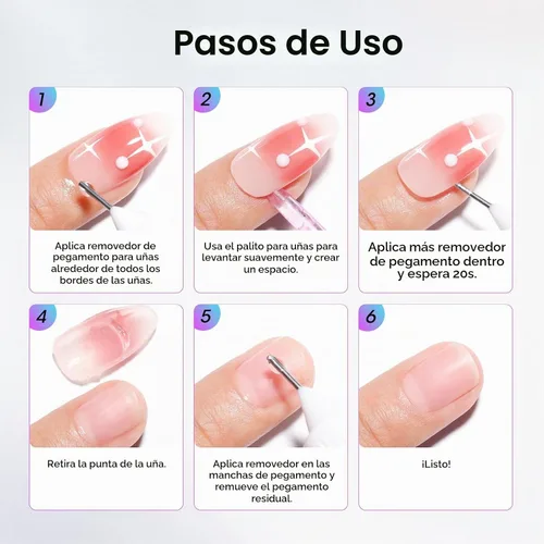 Vista 8 de Gellen 2 unidades de removedor de pegamento de uñas Pinpoint para prensas, removedor de pegamento suave sin acetona, removedor multifuncional