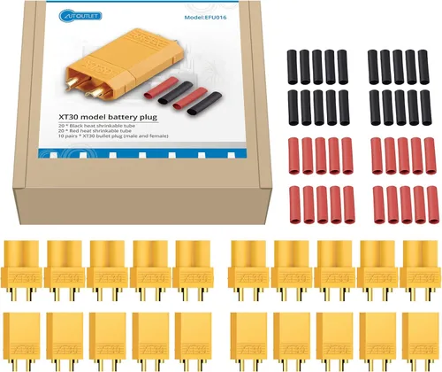Vista 6 de AUTOUTLET 20 unids 10 pares XT30 bala conectores macho y hembra con termorretráctil para coche RC/barco/batería LiPo