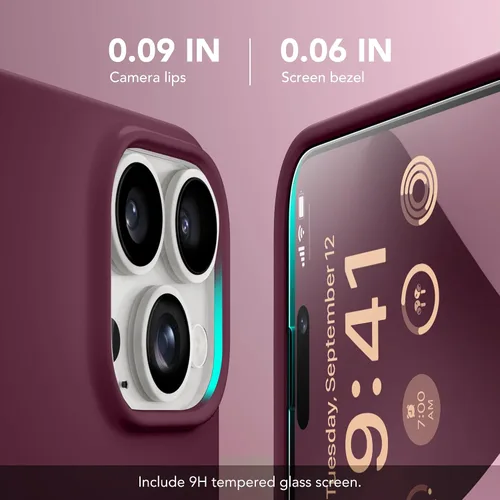 Vista 5 de GONEZ Funda magnética para iPhone 14 Pro, compatible con MagSafe, forro de microfibra antiarañazos y protector de pantalla, funda de silicona Rojo