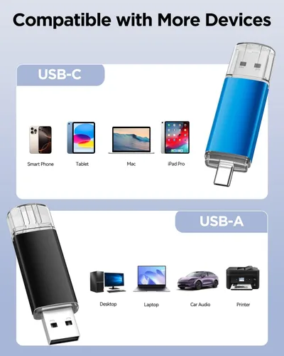 Vista 5 de AreTop Memoria USB C de 4 GB USB 2.0 Dual Flash Drive 2 en 1 portátil tipo C compatible con iPhone 16/15, teléfono inteligente Android