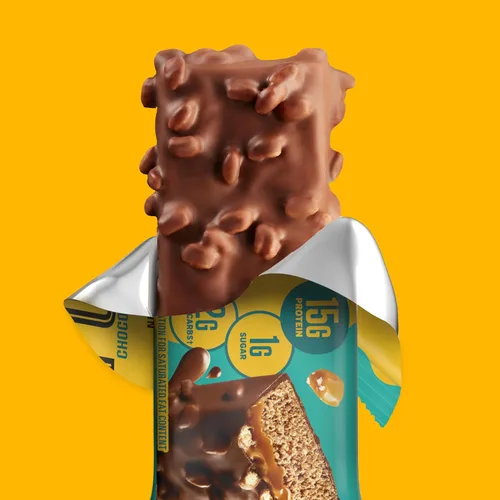 Vista 5 de FULFIL - Barras de proteína sabor chocolate con caramelo salado, libres de gluten con 15g de proteína, artículos básicos de despensa, 12