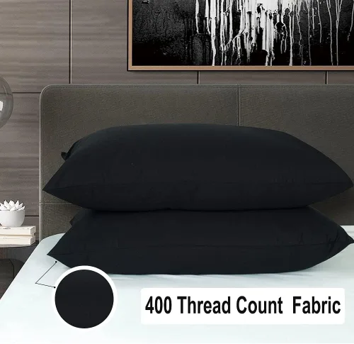 Vista 109 de Juego de 2 fundas de almohada 100% de algodón egipcio, fundas de almohada refrescantes de 400 hilos, fundas de almohada suaves y transpirables