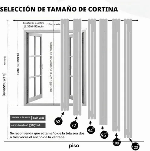 Vista 2 de Anytime Cortinas opacas y transparentes con ojales sólidos en la parte