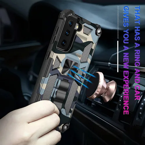 Vista 4 de Funda compatible con Samsung Galaxy S20 FE, resistente estilo militar, PC+TPU a prueba de golpes, camuflaje con soporte y soporte de metal