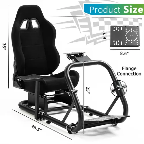 Vista 8 de Hottoby Racing Simulator Cockpit With Black Seat Fit for Logitech I Thrustmaster I FANATEC G29,G920,G923 T300 Shifter Platform Upgrade,Double Arm