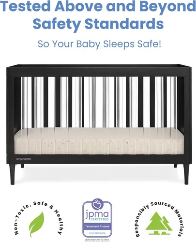 Vista 7 de Delta Children Bowie Cuna acrílica convertible 4 en 1 - Certificado Greenguard Gold, ébano negro