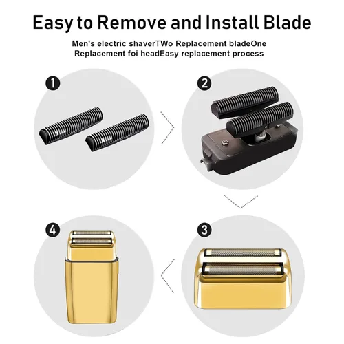 Vista 5 de Hoja de repuesto para afeitadora y cortadoras compatibles con BaBylissPRO Barberology Double FXFS2G (dorado)