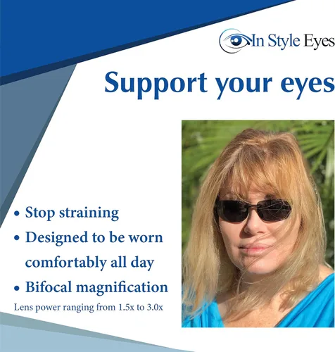 Vista 2 de In Style Eyes Lovin Maui - Lentes de sol de lectura bifocales envolventes, sin montura, protección UV, lente no polarizada, tortuga, 1.5x