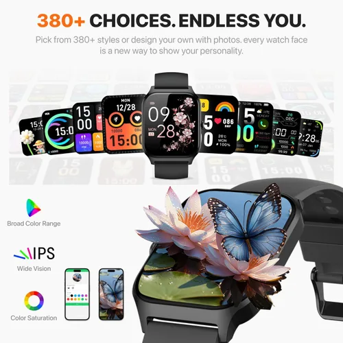 Vista 5 de Reloj inteligente para mujeres y hombres, (responder/hacer llamadas) 1.83 pulgadas, reloj inteligente con seguimiento de actividad física