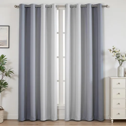 Vista 10 de weesire Cortinas opacas negras y rojas para dormitorio, sala de estar, 2 paneles, 100% opacas, cortinas degradadas degradadas, 52 x 63 pulgadas