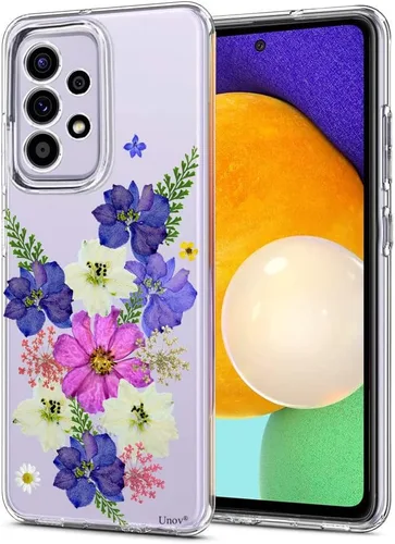 Vista 10 de Unov Funda diseñada para Galaxy A52 / A52s, funda transparente para teléfono con [patrón antideslizante en relieve], protección delgada a prueba