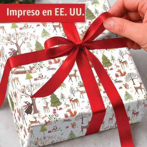 Vista 3 de Papel de regalo de Navidad enrollado actual, madera de Navidad