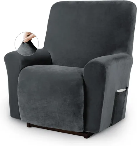 Vista 8 de Asnomy Fundas para Silla Reclinable Lazy Boy con Bolsillos, Fundas Elásticas de Terciopelo para Sofá, Fundas de 1 Pieza para Muebles, Protector
