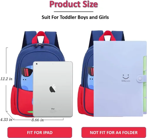 Vista 2 de POWOFUN Mochila de viaje preescolar para niños pequeños, rojo, (Dinosaur Red), S, Viajar