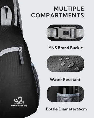 Vista 2 de Bolso de hombro WATERFLY, morrales, bolsos, mochilas triangulares cruzadas sobre el cuerpo, de soga, para senderismo o mochilas multiuso y bolsa