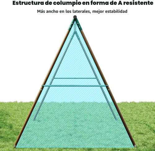 Vista 4 de Hapfan Juegos de columpios para patio trasero con columpio de platillo de plataforma de 45 pulgadas y columpio de cinturón, conjunto de columpios
