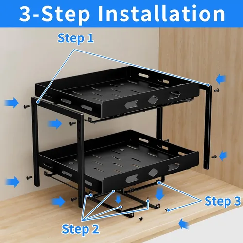 Vista 4 de BOIVSHI Organizador de especias para gabinete, estante de especias de armario de 2 niveles, estante vertical de especias extraíble de altura