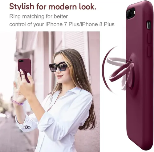 Vista 2 de MOCCA - Funda protectora con soporte de anillo, forro de microfibra supersuave y antiarañazos, de cuerpo completo y a prueba de golpes para iPhone 7