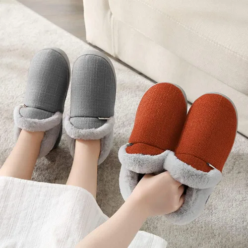 Vista 7 de Husmeu Pantuflas acogedoras de dormitorio para mujer con forro polar de espuma viscoelástica, antideslizantes, con parte trasera cerrada