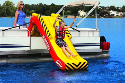 Vista 4 de SportsStuff - Diapositiva para muelle de spillway - Tobogán inflable para pontón, amarillo y rojo, grande