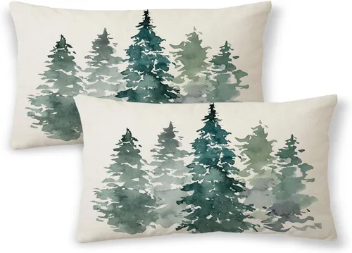 Vista 38 de Fundas de almohada de Navidad de 16 x 16 pulgadas, almohadas decorativas de Navidad con copos de nieve dorados, blancos y rojos para sofá, fundas