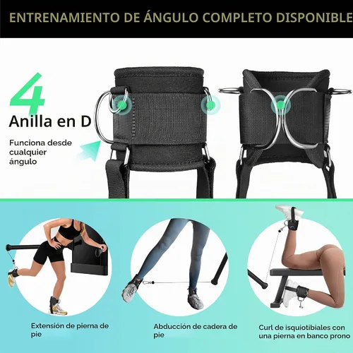 Vista 3 de Correa de tobillo compatible con máquina tonal, correas de tobillo para gimnasio en casa inteligente, accesorio para máquina de cable con ajuste